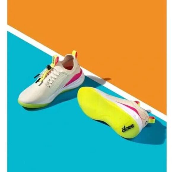 Clove Classic Beige Yellow Pink Sneaker Women Sz 7.5 / EU 38.5 NEW - Picture 2 of 6